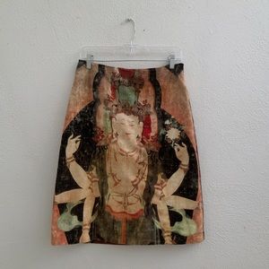 Vivienne Tam Buddha midi skirt